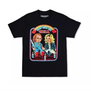 "See You in Hell" Chucky and Tiffany Tshirt - Navy Blue - 3XL